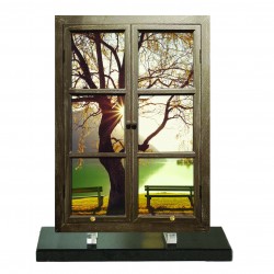 Paysage avec banc et fenêtre