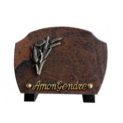 plaque funéraire granit avec gerbe en bronze