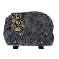 plaque funeraire granit gerbe d'arum en bronze