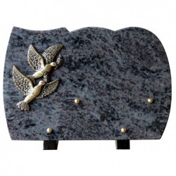plaque cimetiere granit oiseaux en bronze