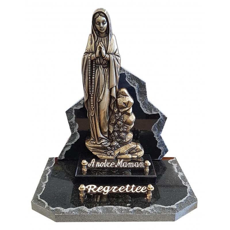 Plaque funéraire avec la Vierge de Lourdes