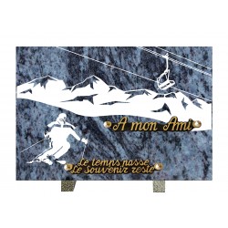 plaque mortuaire gravure de skieur