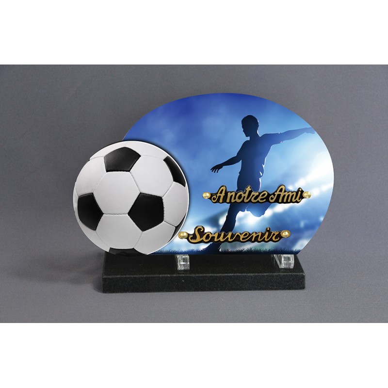 Plaque Funéraire Schiste Ballon de Football