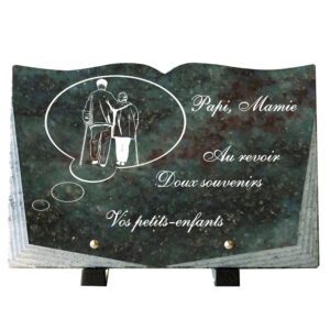 Plaque funéraire en granit vert grands parents
