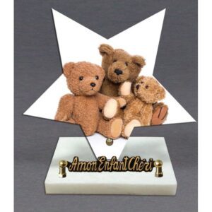 Plaque funéraire trois oursons dans une étoile