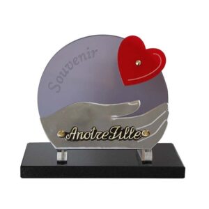 Plaque funéraire Souvenir et coeur rouge