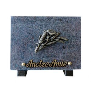Plaque funéraire Plaque granit - Rectangulaire - Bouquet de céréales bronze