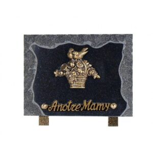 Plaque funéraire Plaque granit - Rectangulaire - Panier fleuri