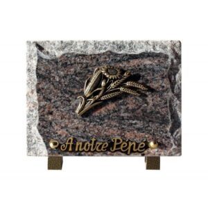 Plaque funéraire Plaque granit - Rectangulaire - Céréales bronze
