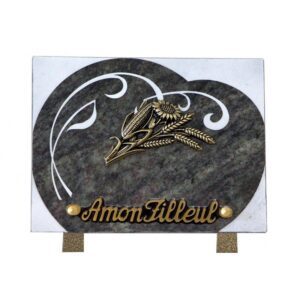 Plaque funéraire Plaque granit - rectangulaire - Bouquet de céréales
