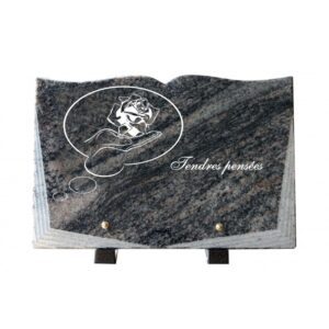 Plaque funéraire Plaque funéraire en granit en forme de livre 20x30cm