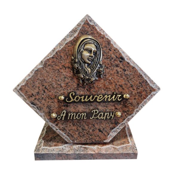 Plaque funéraire Sainte Vierge fleurie