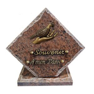 Plaque funéraire Plaque funéraire en granit de forme losange - 20x20cm