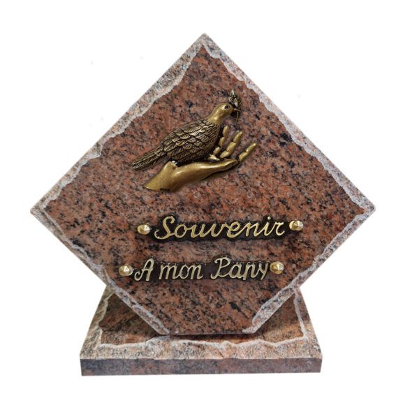 Plaque funéraire Plaque funéraire en granit de forme losange - 20x20cm