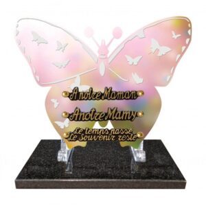 Plaque funéraire Papillon Rose