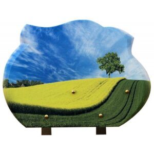 Plaque funéraire RB 306 ciel bleu sur champ de colza 25x35 cm