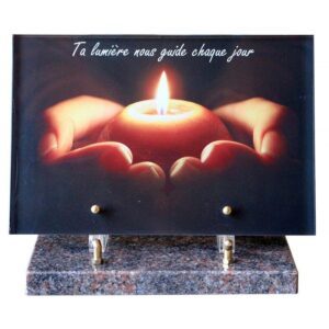 Plaque funéraire Bougie au creux des mains