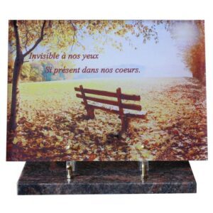 Plaque funéraire Banc à l'automne
