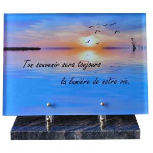 Plaque funéraire Lac au coucher du soleil