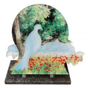 Plaque funéraire Oiseau et champ de coquelicot