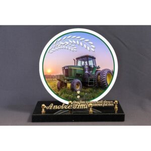 Plaque funéraire P-651 23x23cm tracteur