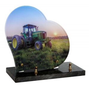 Plaque funéraire Tracteur dans le champ