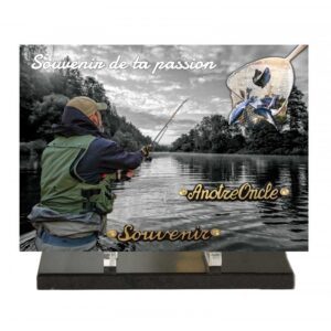 Plaque funéraire Pêcheur et épuisette