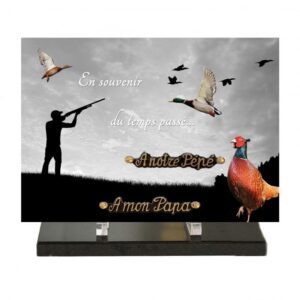 Plaque funéraire Chasseur, faisan et canard