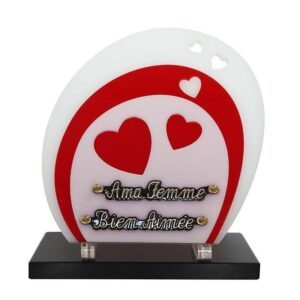 Plaque funéraire Coeurs modernes rouge et blanc