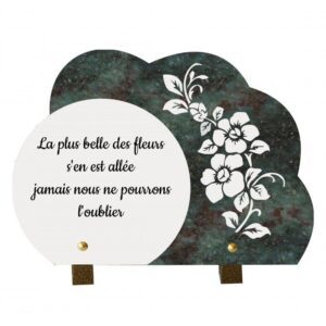 Plaque funéraire Belle fleur avec texte
