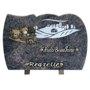 Plaque funéraire Thème rural avec son tracteur