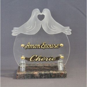Plaque funéraire P-1200 20x19 cm 2 colombes