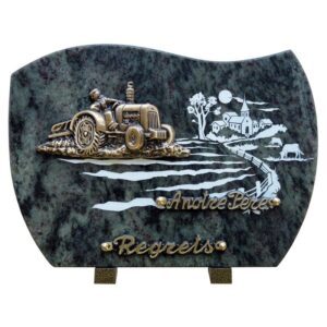 Plaque funéraire Tracteur dans son champ