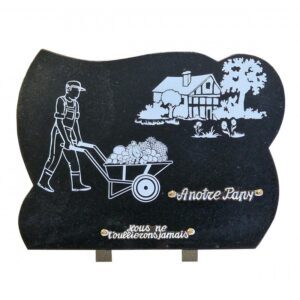 Plaque funéraire Jardinier et brouette