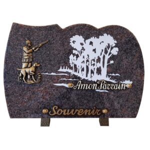 Plaque funéraire Le chasseur avec son chien