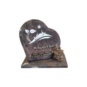 Plaque funéraire Plaque funéraire en granit himalaya blue en forme de coeur - 23x23cm