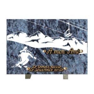 Plaque funéraire n°280u Ms 20x30cm skieur