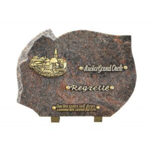 Plaque funéraire forme éclatée HB 25x35cm