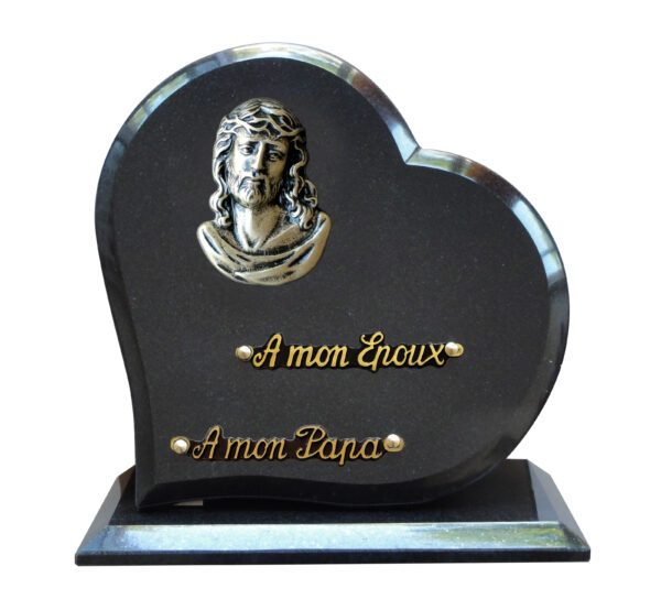 Plaque funéraire Coeur et Christ