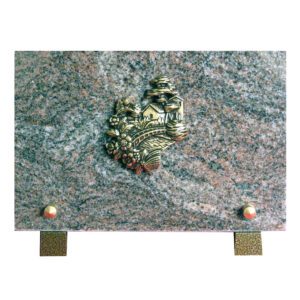 Plaque funéraire granit - maison et pont