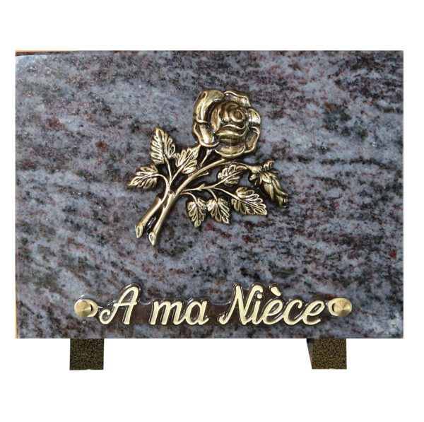 Plaque funéraire Plaque granit - Rectangulaire - Rose bronze