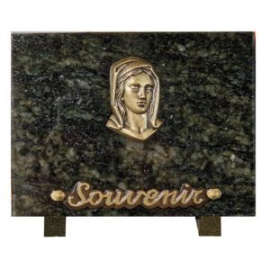Plaque funéraire Plaque granit - Rectangulaire - Virege bronze