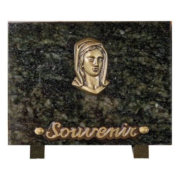 Plaque funéraire Plaque granit - Rectangulaire - Virege bronze
