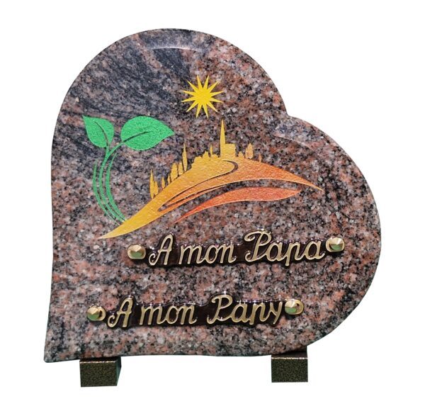 Plaque funéraire Village coloré et ensoleillé en granit