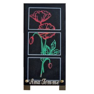 Plaque funéraire coquelicot peint