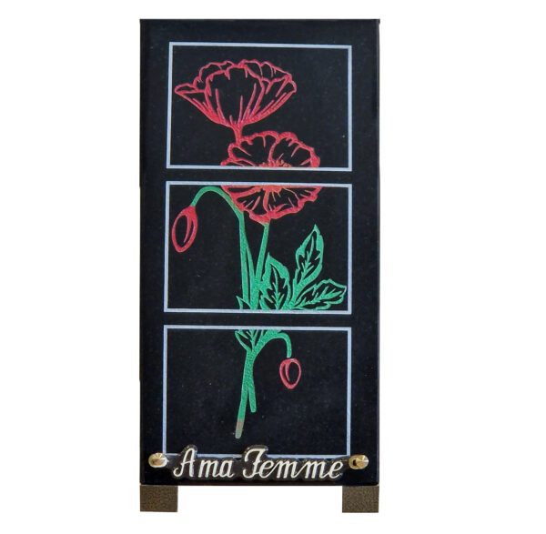 Plaque funéraire coquelicot peint