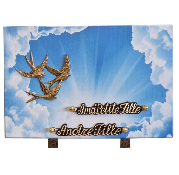 Plaque funéraire ciel hirondelle