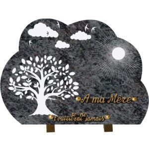 Plaque funéraire arbre de vie en granit Mas Blue