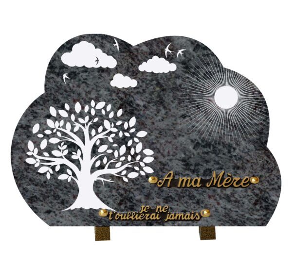 Plaque funéraire arbre de vie en granit Mas Blue