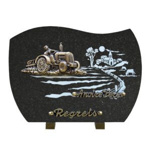 Plaque funéraire Tracteur dans son champ